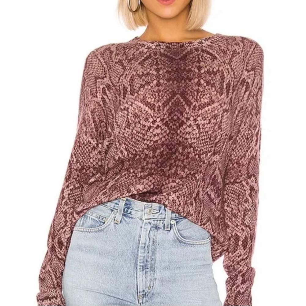 360 Cashmere Khloe Sweater in Bisque Snake Burgundy Pink